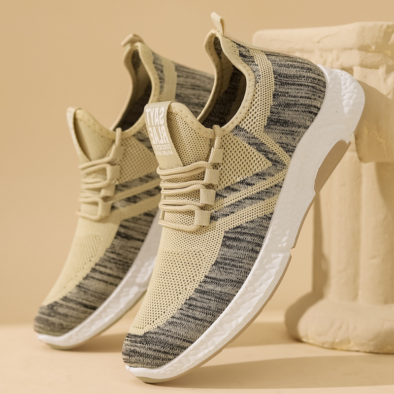 Zapatos para hombres nuevos zapatos transfronterizos para hombres de moda de ocio transpirables zapatos deportivos de tejido volador etiquetado procesamiento personalizado