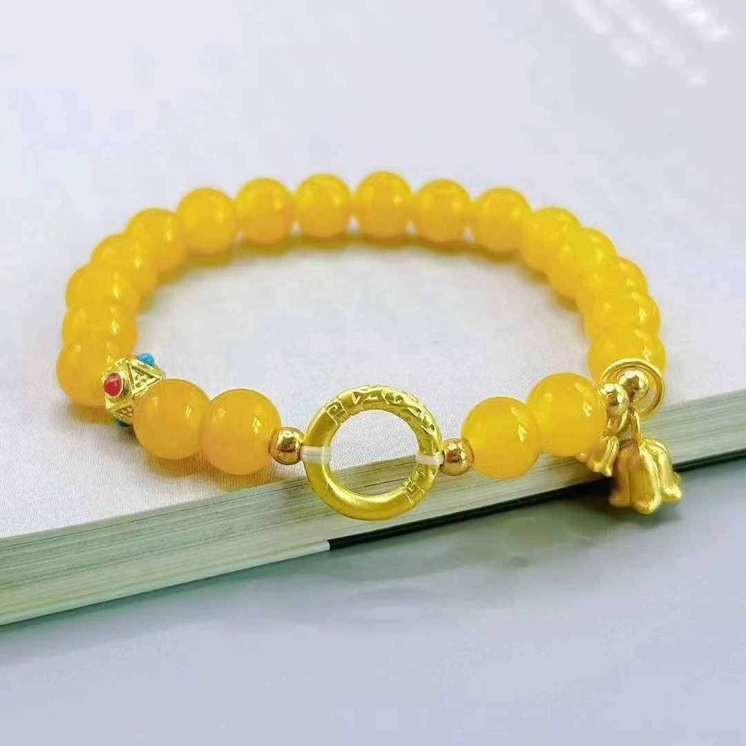 Безопасная пряжка Lanchori два счастливых браслетов Живописная местность 8MM имитация нефритовых ручных шампуров Студенческая орхидея девушка подарок