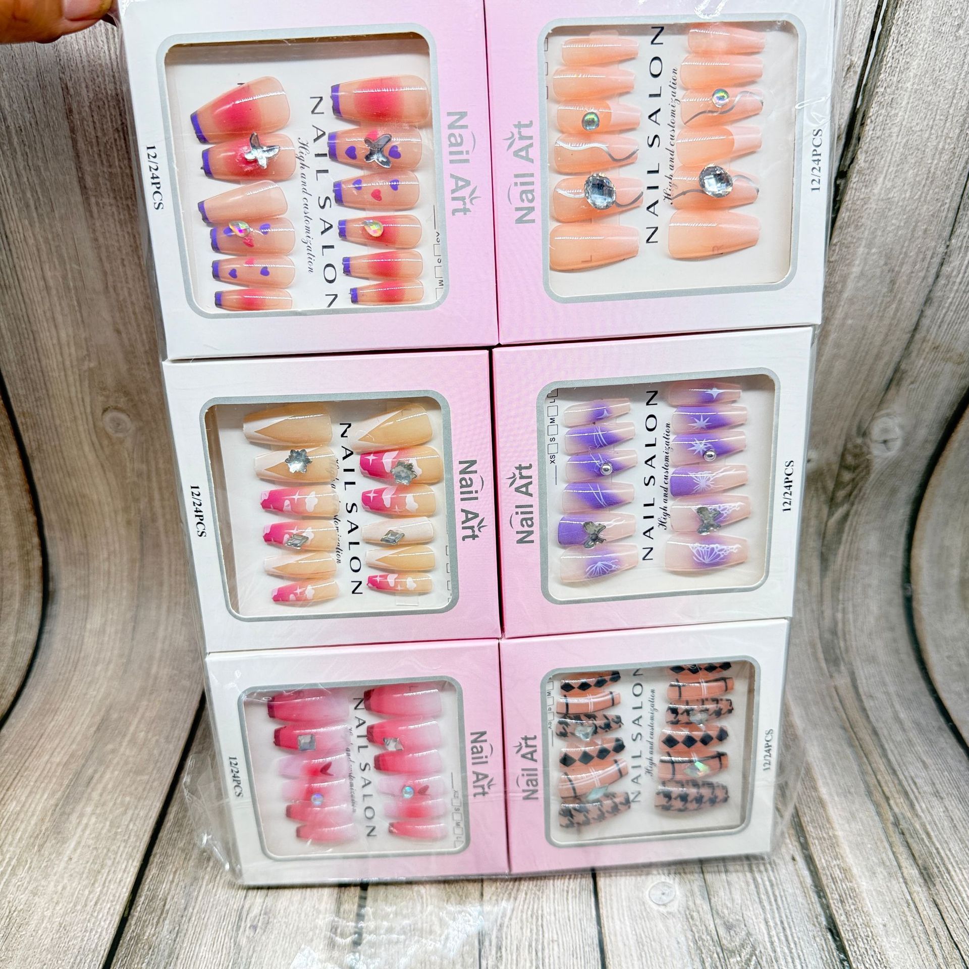 Pieza de belleza de uñas parche de uñas falso con pegamento calcomanías de uñas desgarrable Estudiante Adulto esmalte de uñas