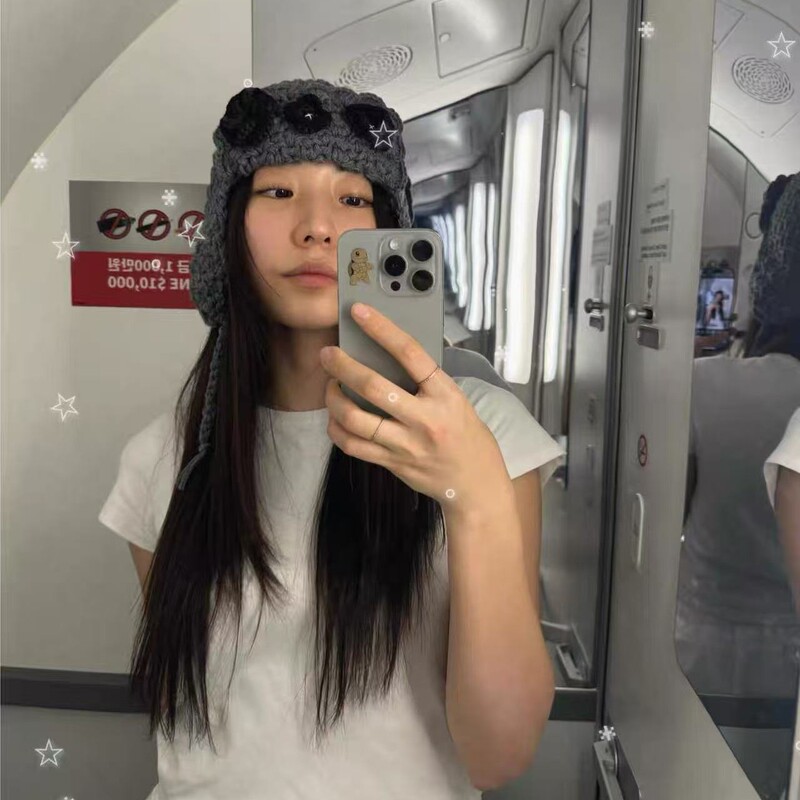 韩国博主同款秋冬小众花朵翻边毛线帽护耳保暖针织飞行帽女雷锋帽|undefined