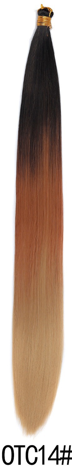 Bone Straight Hair de fibra química de 24 pulgadas Braidi ng Hai sin franjas negras largas rectas image 31