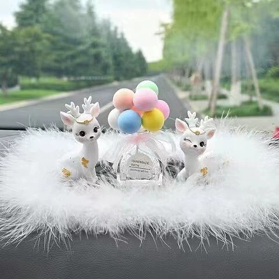 Car ornaments center console decoration high-end - white-little-fairy-deer-macaroon-balloon-bottle-medium-wool-pad-send-traceless-glue-10