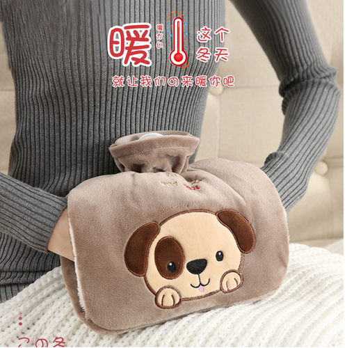 Water-filled cute plush PVC hot water bottle double-hand warm water bottle warm bag hand warmer belly heat pad