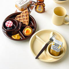 Korean-style divided dinner plate dumpling plate ceramic adult breakfast plate for one person children's tableware 211 fat-reduced divided plate