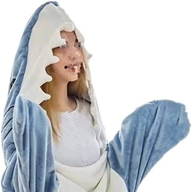 Аккумуляторный теплый плед для взрослых Shark, фланелевая толстовка с капюшоном, спальный мешок, пижама, свободный крой