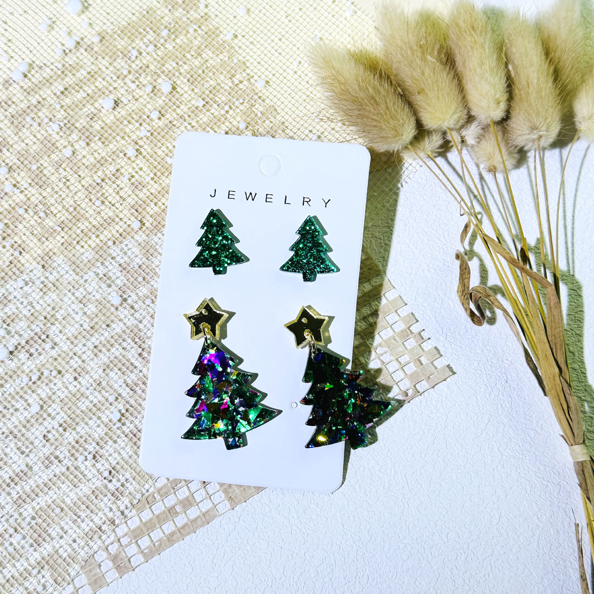 Party, Festival Occasion 1 Set Casual Classic Style Christmas Tree Arylic Drop Earrings Ear Studs