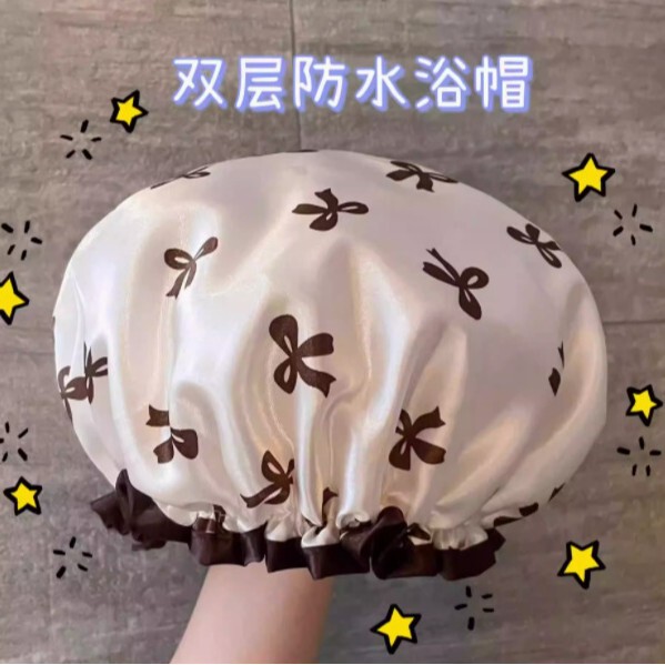 双层新款浴帽女生男士洗澡防水加厚发帽儿童用不湿头发大号沐浴帽|undefined