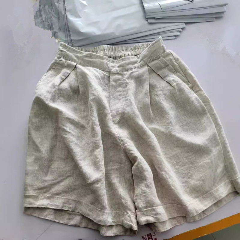 7061-1 Rainy Linen Shorts Women's Simple Casual