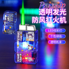 Double Dice Flashing Green Flame Klomi Sanrio Transparent Lighter Inflatable Windproof Tech Style for Men