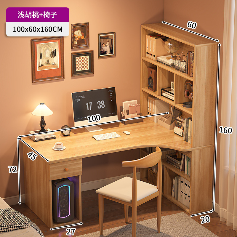 Mesa de escritorio, estante de escritorio, mesa de esquina, estudio, mesa de estudio doméstica, mesa de computadora moderna y simple, mesa de oficina y silla.