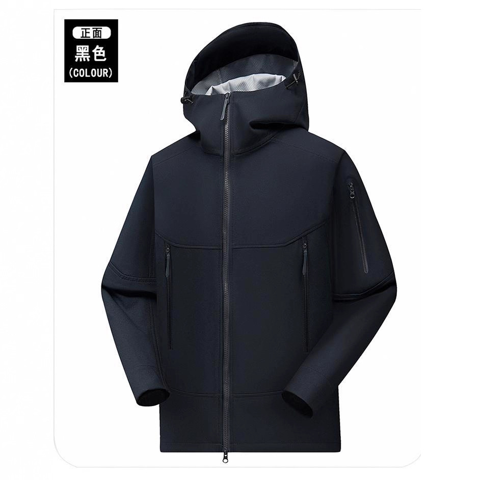 Bird-Style Softshell Jacket Customizable with Company Logo, Hooded Warm Windbreaker, Outdoor Windproof Jacket