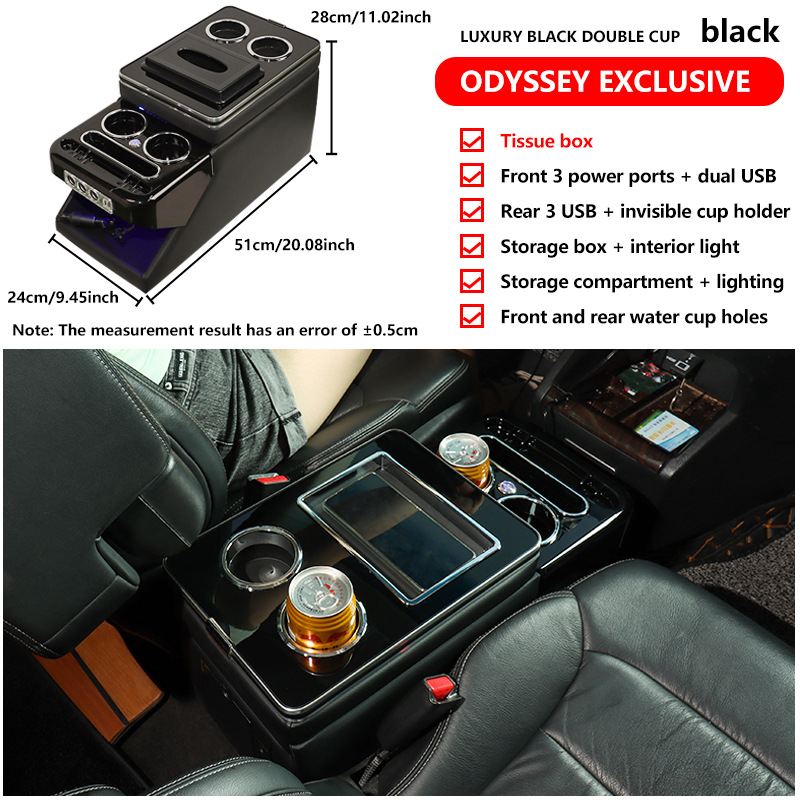 T6 Luxgen — Toyota Armrest box - 24-deluxe-black-double-cup
