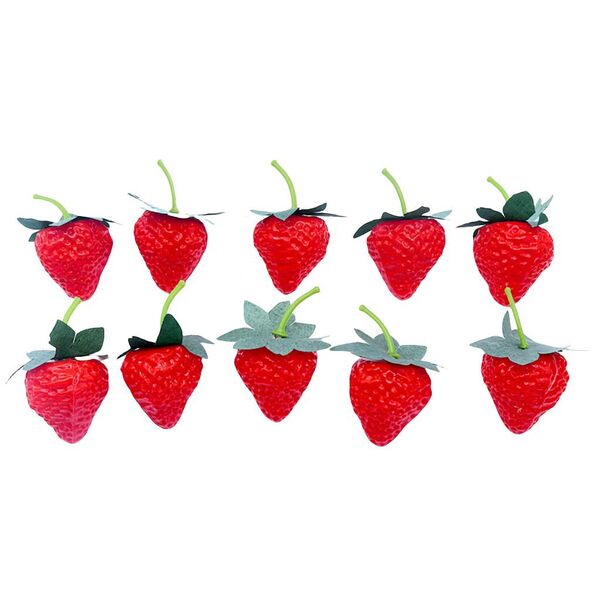 Realistic plastic strawberry with accessories