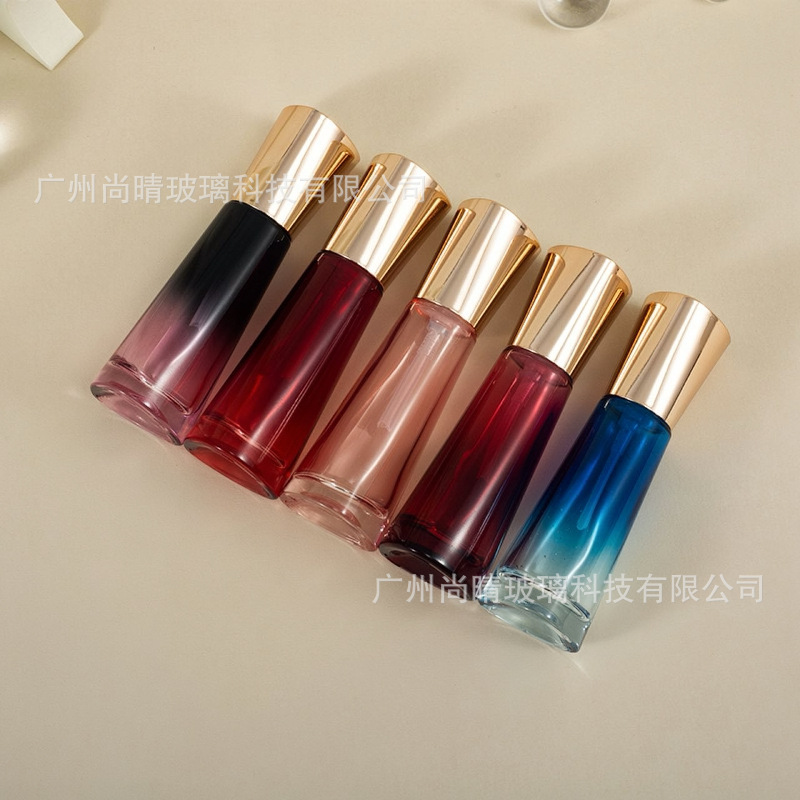 Nuevo 30ml triángulo de presión tipo esencia base botella líquida multicolor vidrio cónico botella cosmética