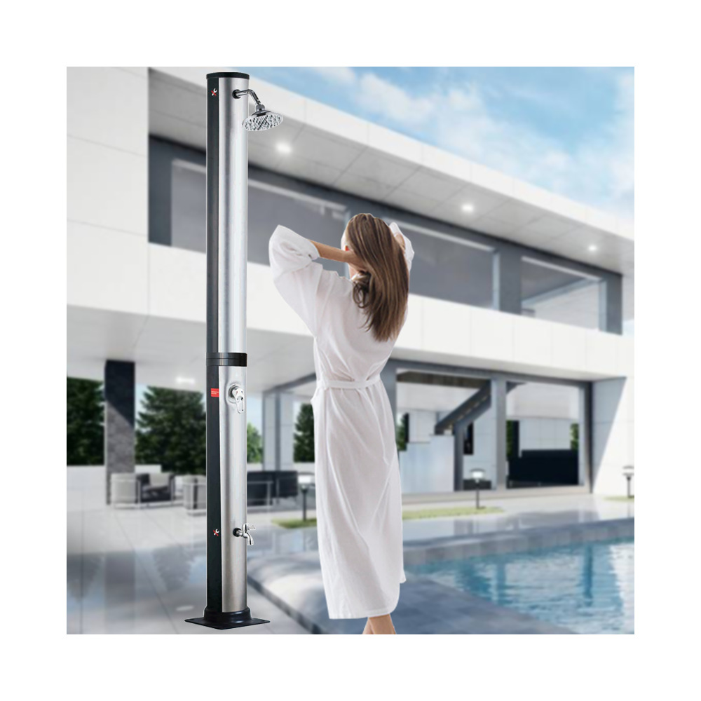 Ducha solar de pie para exteriores, con grifo alto y columna, ideal para jardín, playa o piscina