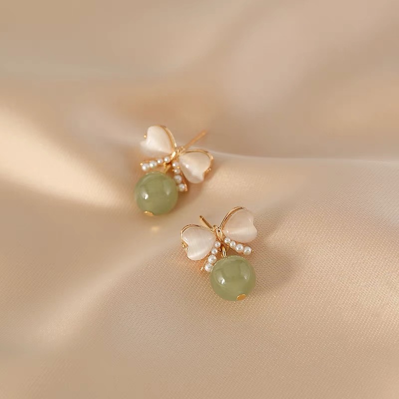 1 Pair Fairy Style Bow Knot Alloy Plating Artificial Pearls Opal Women's Drop Earrings display picture 2