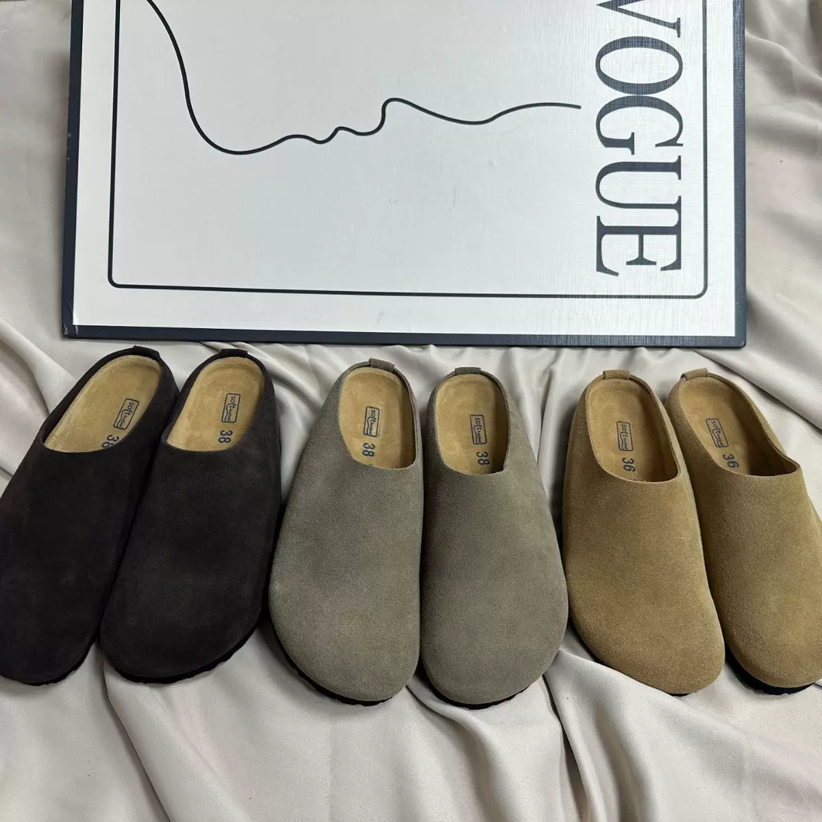 牛皮版包头勃肯鞋平底懒人穆勒鞋包头拖鞋时尚百搭男女同款博肯鞋