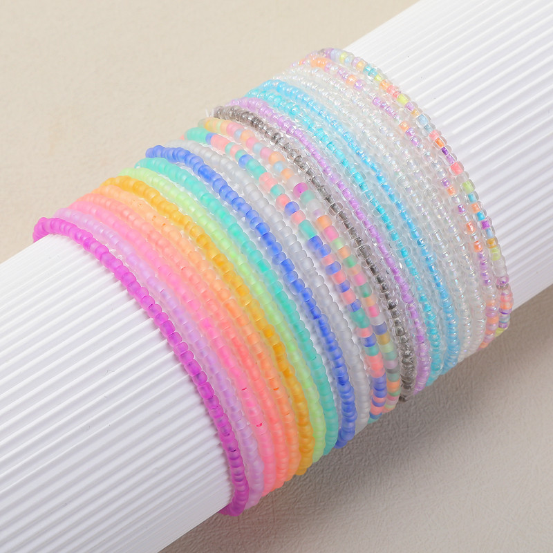 Luminous Anklet Manufacturer Hot-Selling Fashion Simple Personalized Bracelets Mixed Color Millet Bead Bracelets Beaded Bracelets for Girls