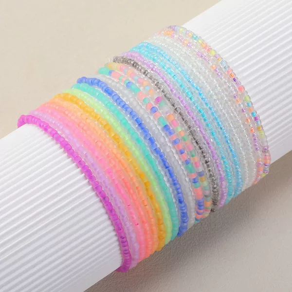 Luminous Anklet Manufacturer Hot-Selling Fashion Simple Personalized Bracelets Mixed Color Millet Bead Bracelets Beaded Bracelets for Girls