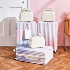 Gradient Color Luggage for Women, High-End Fashion Blogger Push Cart Suitcase with 28L Large Capacity, Student Password Travel Leather Suitcase, 26-inch