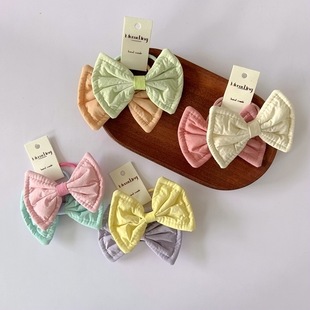 Korean style children's hair band sweet fabric bow hair rope color matching baby rubber band AB hair accessories headdress