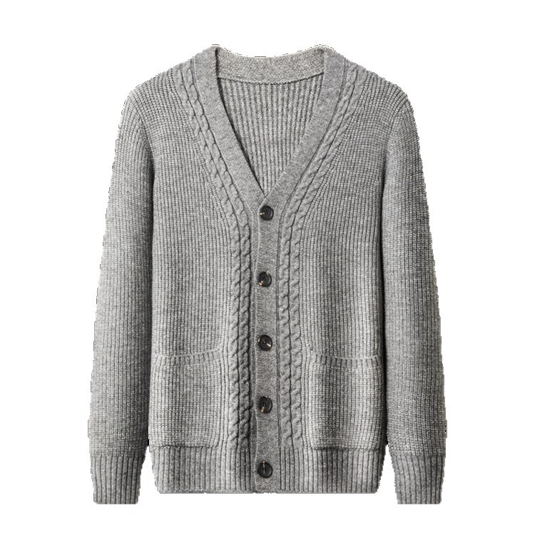 Otoño hombre suéter coreano chaqueta tendencia de cuello V hombre jersey cardigán de punto de color sólido casual jersey de punto