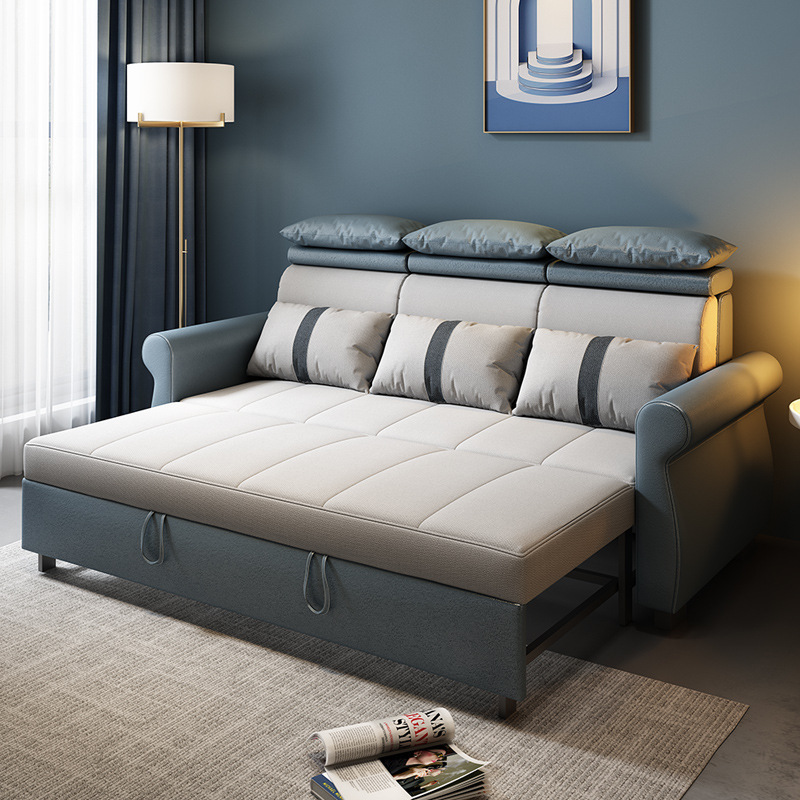 Tecnología de tela sofá cama plegable sala de estar pequeño sofá doble triple multifuncional sofá cama de doble uso