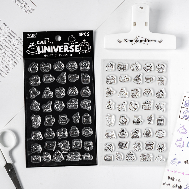 Meow Star se acerca, sello de silicona transparente, pequeño objeto lindo transfronterizo, sello de cuenta manual, sello de gato divertido de bricolaje