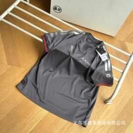 高版本跨境赛车手户外男士工艺运动速干短袖t恤透气圆领压胶T批发