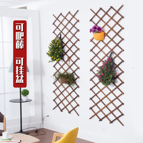 Wholesale solid wood grid iron art living room wall hanging flower stand wall hanging wall decoration balcony wall pothos hanging flower