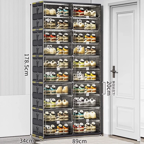 20 compartments (10 doors) on the 10th floor can hold 40 pairs of shoes