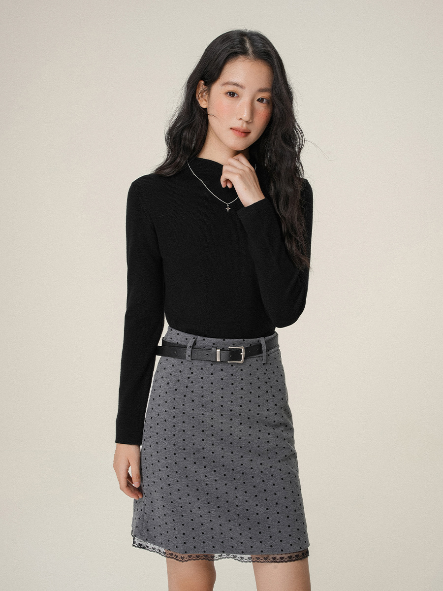 Jiyou スタンドアップカラーハイエンドニットボトムシャツとハーフタートルネックセーター女性用秋と冬の新しいソフトワクシートップ