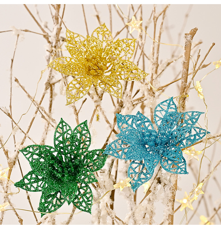 New Product Christmas Decoration Christmas Tree Decoration Christmas Hollow Simulation Flower display picture 4