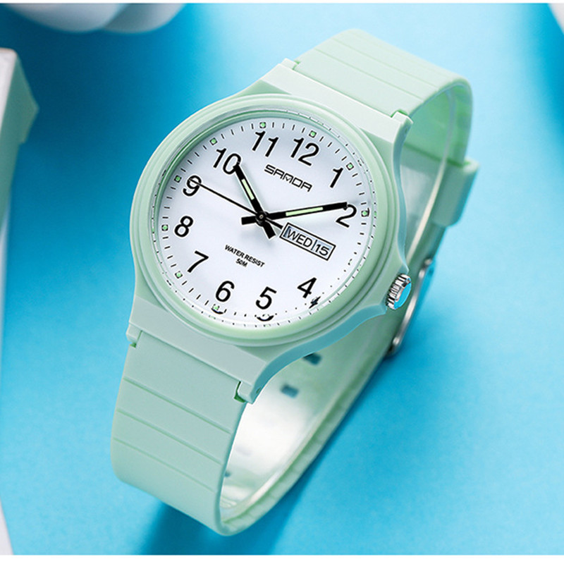 Sanda nuevo doble calendario electrónico de cuarzo reloj de mujer personalizado creativo hombres y mujeres 6060 reloj de una pieza al por mayor