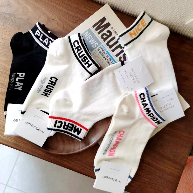 Cross Border Generation Spring Thin Cotton Women's Socks Sports Simple Letter Color Striped Socks nobbangggu South Korea Socks Cross Border Generation Spring Thin Cotton Women's Socks Sports Simple Letter Color Striped Socks nobbangggu South Korea Socks