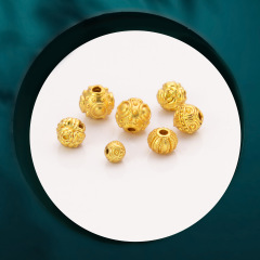 高保色沙金配件diy饰品古法金小花灯笼隔珠手链手串文玩编织串珠