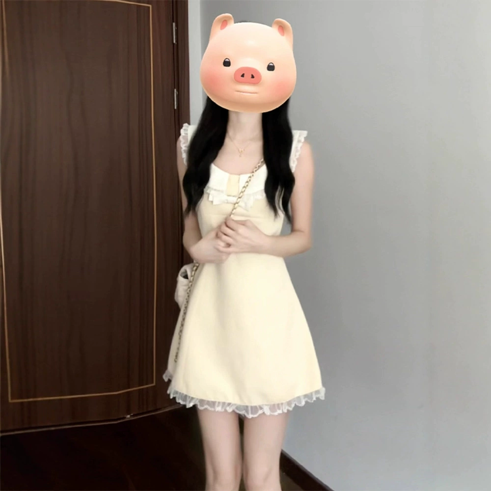 Французский стиль, миниатюрное тонкое платье без рукавов, платье-жилет, короткая юбка трапециевидной формы, женская летняя новинка 2025 года, стиль 1