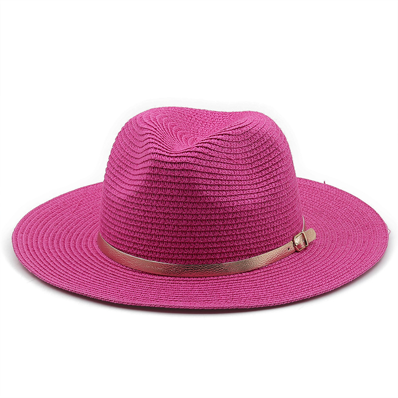 Gold Belt Decorative Straw Beach Men And Women Seaside Outdoor Sun Protection Hat display picture 4