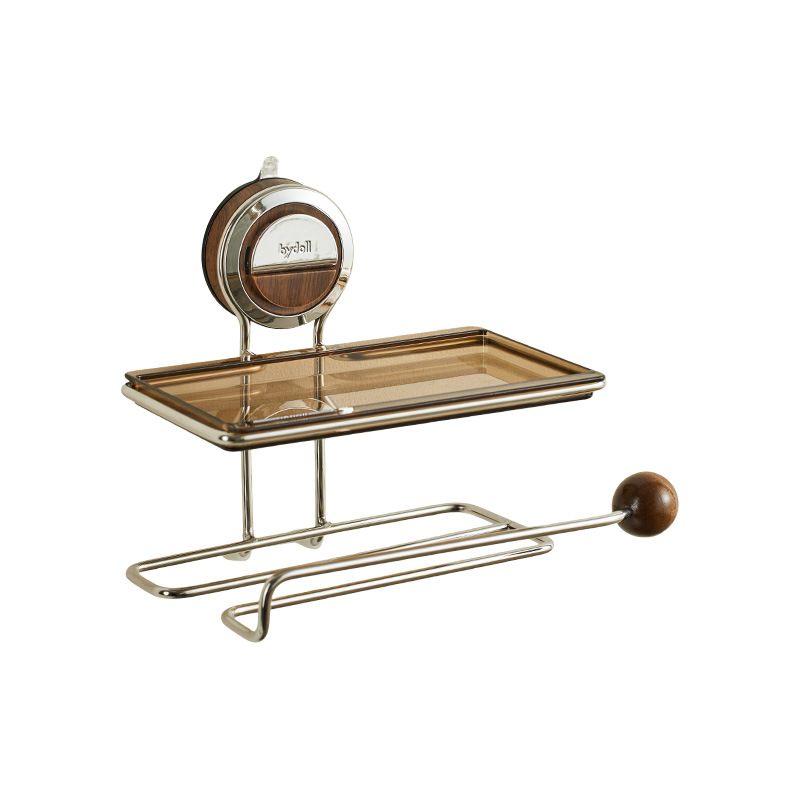 Ventosa para inodoro, caja de papel higiénico, caja de pañuelos para inodoro montada en la pared, estante para toallas de baño sin perforar
