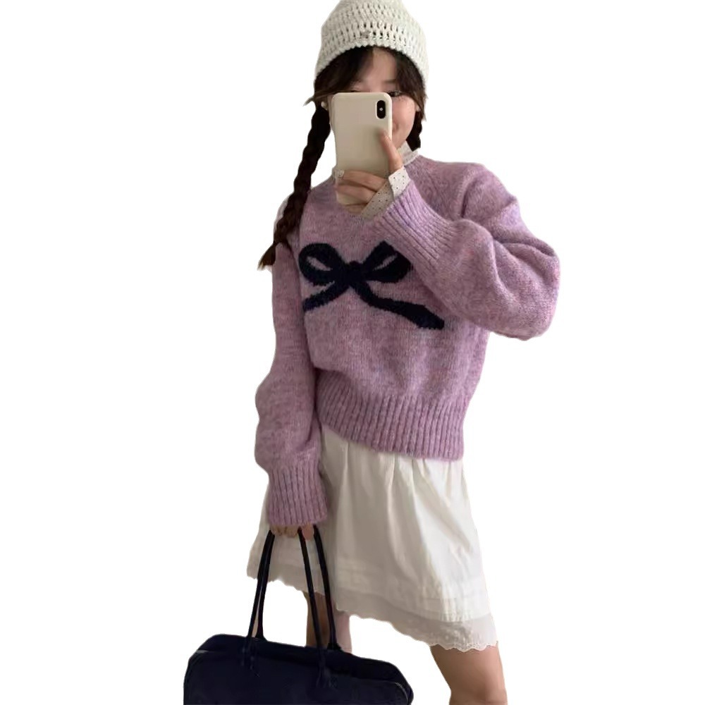 새로운 겨울 털 활 스웨터 여성 라운드 넥 루즈 소프트 왁스 달콤한 게으른 스웨터