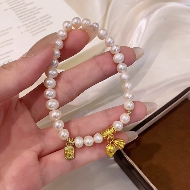 Органический изысканный браслет с бусинами жемчужины, украшение, кулон, браслет на одну бусину