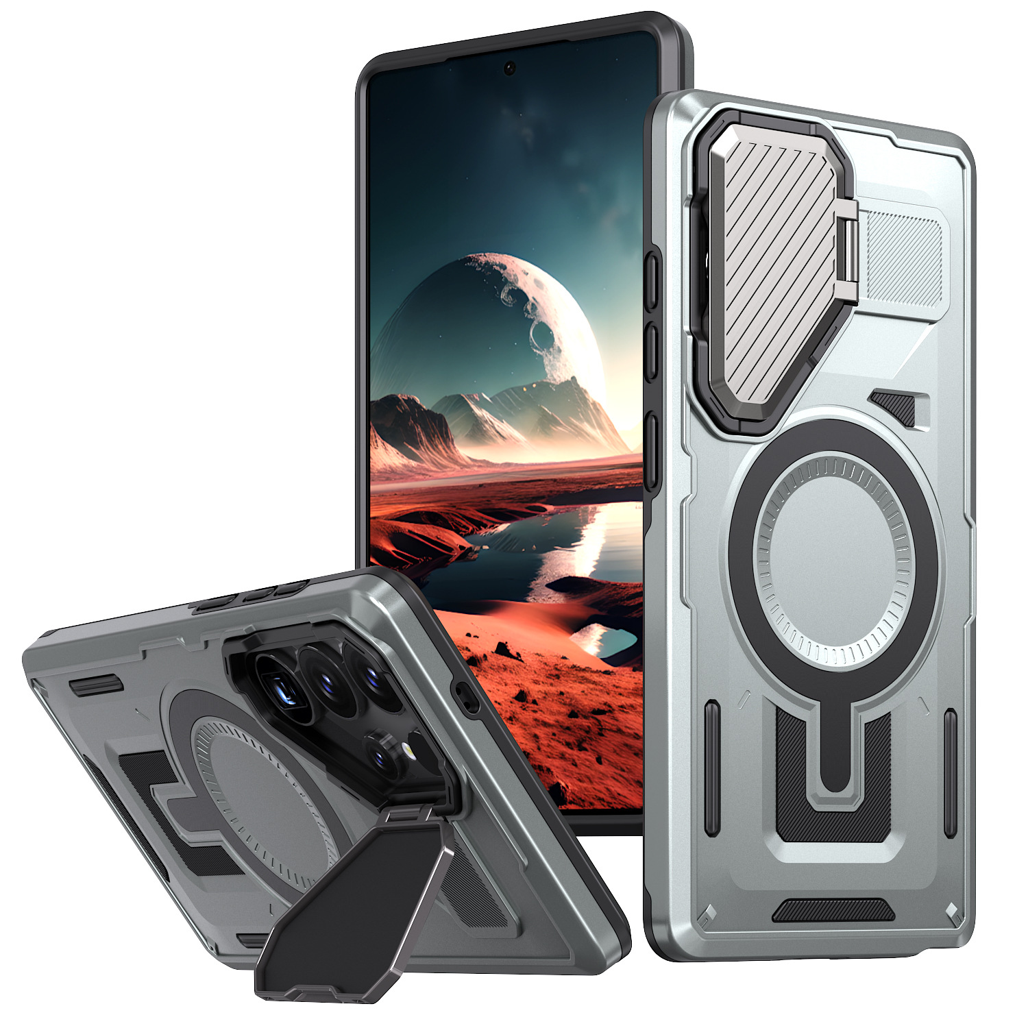 Adecuado para Samsung S25Edge extraordinaria funda para teléfono móvil Aegis S24FE soporte de lente de carga magnética funda protectora anti-caída