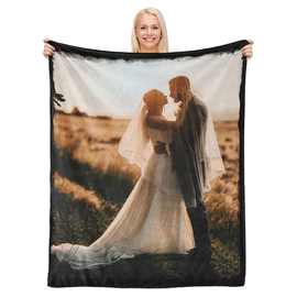 个性化带图片文字毛毯法兰绒家居保暖毯子柔软沙发盖毯床上用品