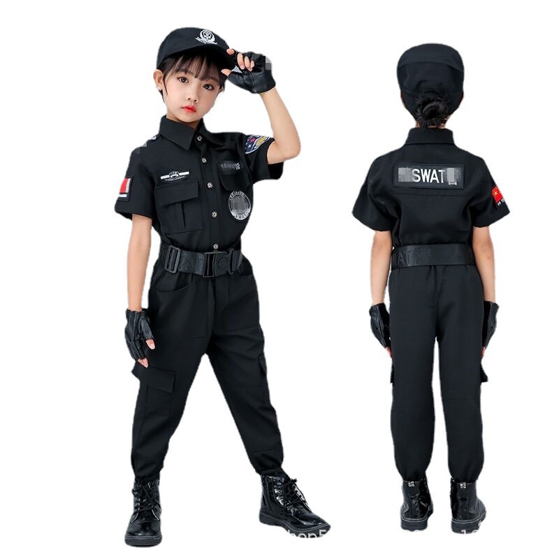 Uniforme de policía especial para niños pequeño uniforme de rendimiento de la policía kindergarten niños y niñas pequeño uniforme de rendimiento de la policía pequeño juego de roles de oficial de policía