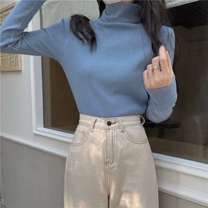 Вязаный длинный рукав, осенняя милая цветная кофта, корейский стиль, приталенный, узкий крой