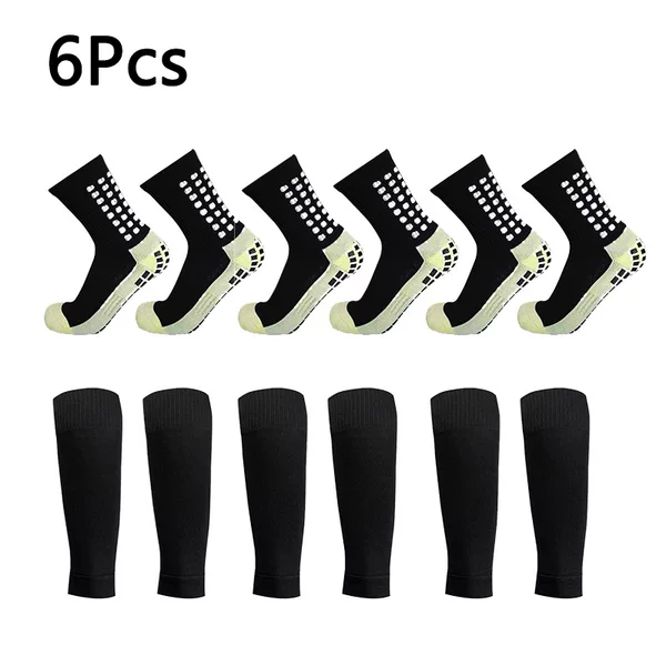 6-Piece Set of Meikeduo's Best-Selling Compression Leggings, Sports Sweat-Absorbent Leggings, Calf Socks, Non-Slip Football Socks