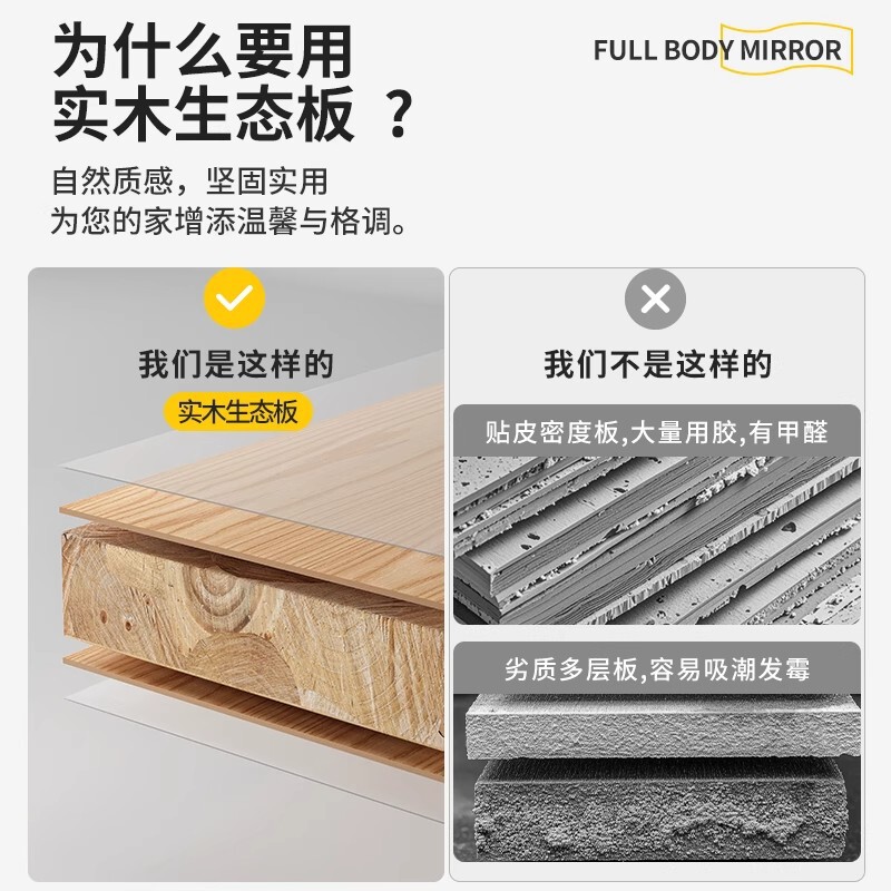 無垢材ホールボードドレッシングミラー隠し全身ミラープッシュプル家庭用開閉式壁掛け玄関ドレッシングミラー|undefined