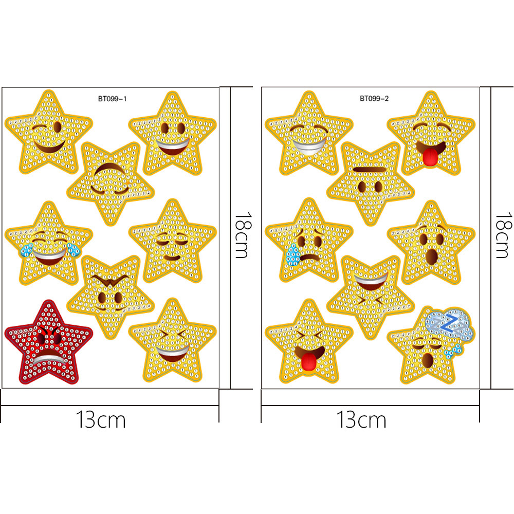 Venta caliente de dibujos animados cara amarilla emoji diamante pintura libre pegatinas DIY Pegatinas de pared niños hechos a mano pegatinas decorativas diamante redondo