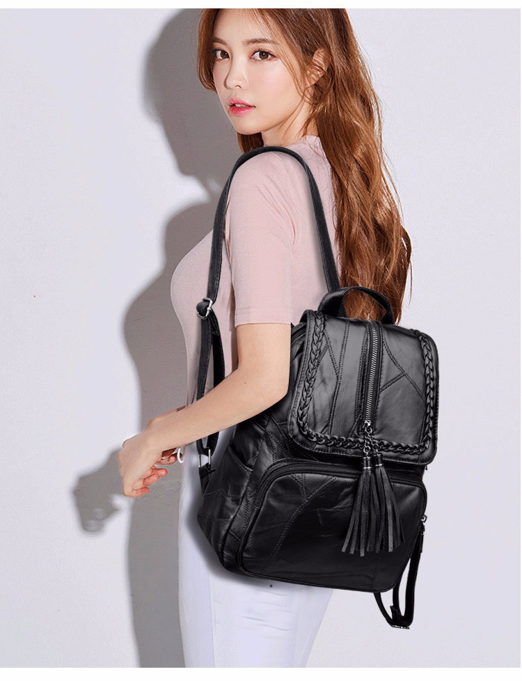 2018 nuevas mujeres ocasionales mochila pu borla moda tendencia salvaje bolso femenino estudiante bolsa de viaje