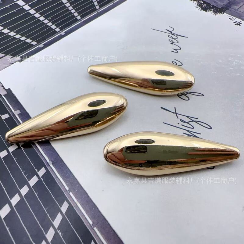 Metal Long Strip Teardrop Buttons Coat Jacket Fashion Buttons Sweater Trench Coat High Decorative Buttons Wholesale